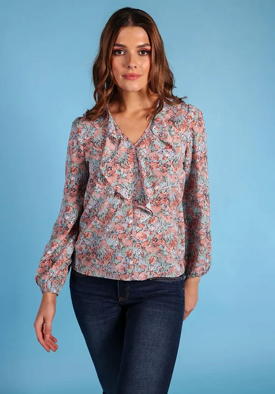 Rant & Rave Gayle Floral Blouse, Blue & Pink Boho Printed Blouse