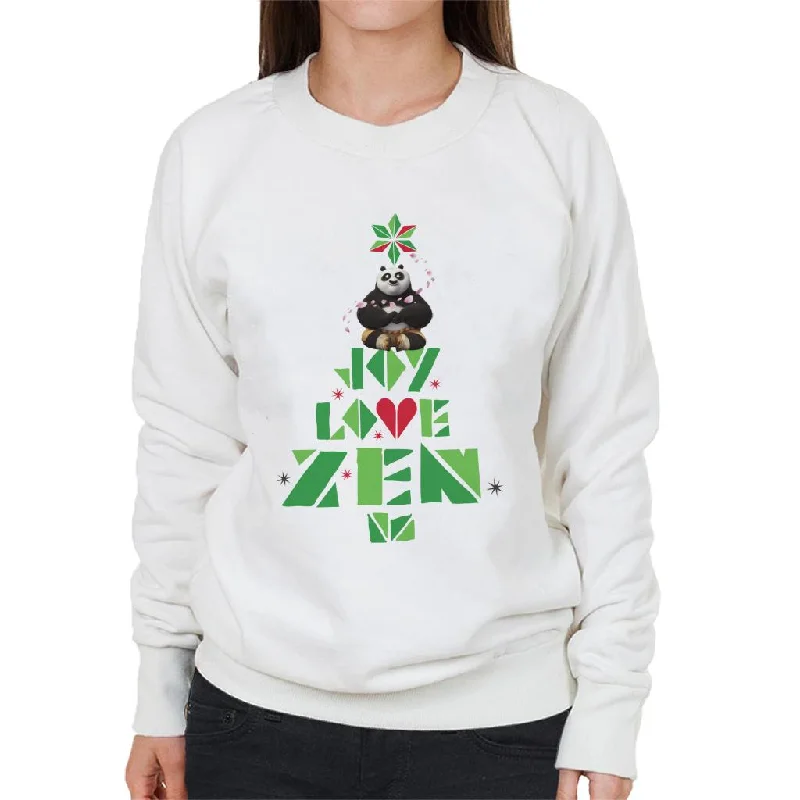 Kung Fu Panda Christmas Tree Jo Joy Love Zen Women's Sweatshirt Hoodie with Illustration Artistic Creative