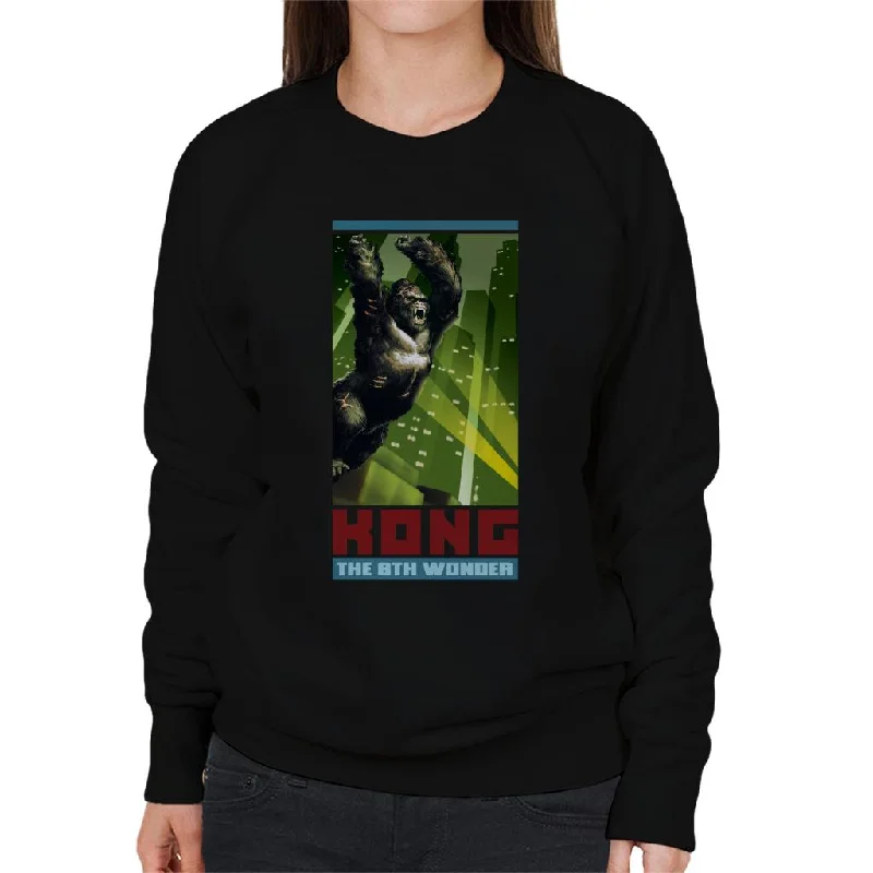 King Kong The 8th Wonder City Rage Women's Sweatshirt Hoodie with Snap Buttons Easy Quick