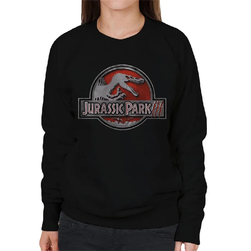 Jurassic Park III Spinosaurus Classic Logo Women's Sweatshirt Hoodie with Rhinestones Sparkly Elegant