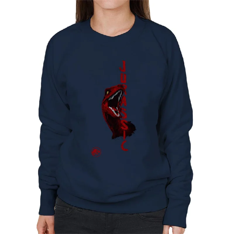 Jurassic Park Velociraptor Red Women's Sweatshirt Hoodie with Double Zipper Versatile Adjustable