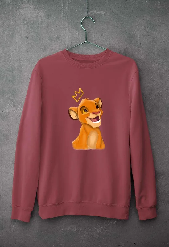 Lion King Simba Unisex Sweatshirt for Men/Women Hoodie with Puffed Sleeves Voluminous Trendy