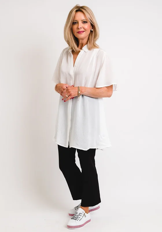 Masai Iavas A-Line Long Blouse, Off White Bell Sleeve Blouse