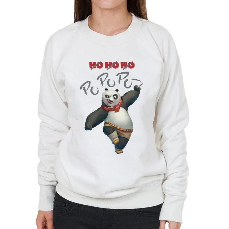 Kung Fu Panda Christmas Ho Ho Ho Po Po Po Women's Sweatshirt Hoodie Dress Longline Feminine