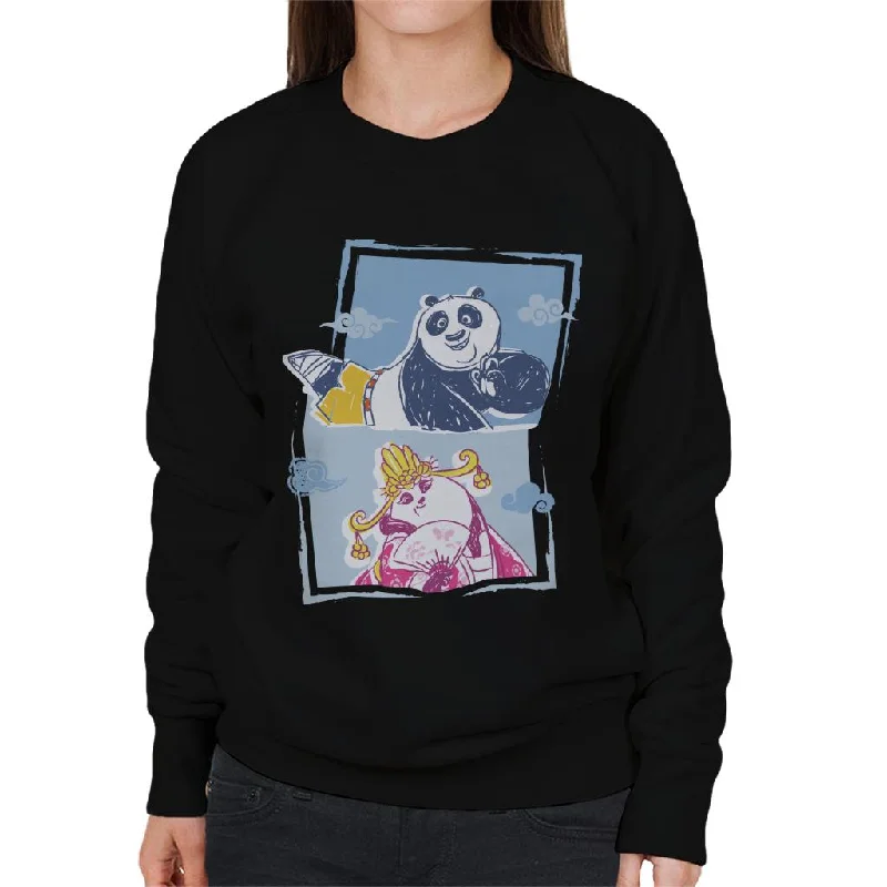 Kung Fu Panda Po And Mei Mei Women's Sweatshirt Hoodie with Velcro Closure Adjustable Secure