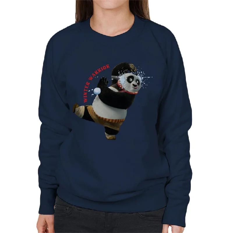 Kung Fu Panda Christmas Winter Warrior Women's Sweatshirt Hoodie with Hem Frayed Vintage Worn