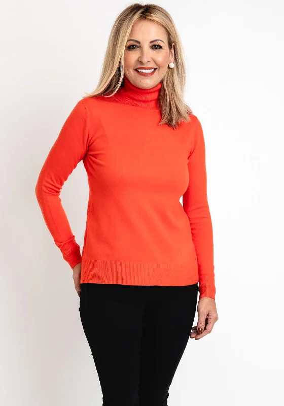 Serafina Collection Light Knit Sweater, Orange Toggled Drawstring Belted