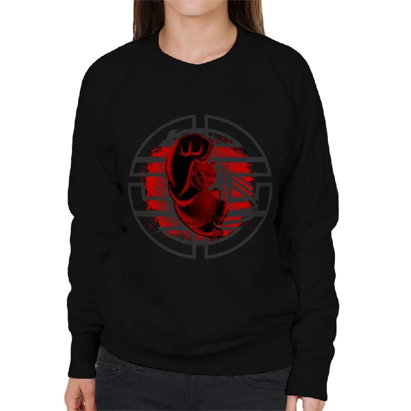 Kung Fu Panda Po Red Punch Women's Sweatshirt Hoodie with Rhinestones Sparkly Elegant