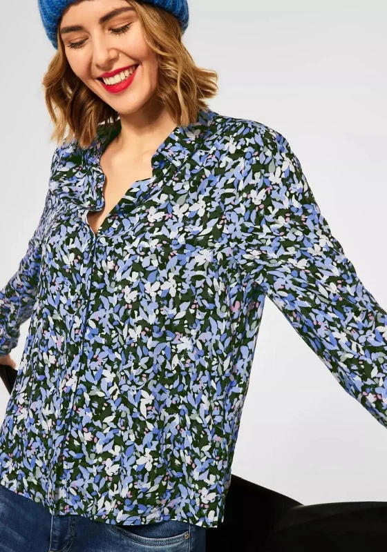 Street One Floral Buttoned Blouse, Blue Multi Side Tie Blouse