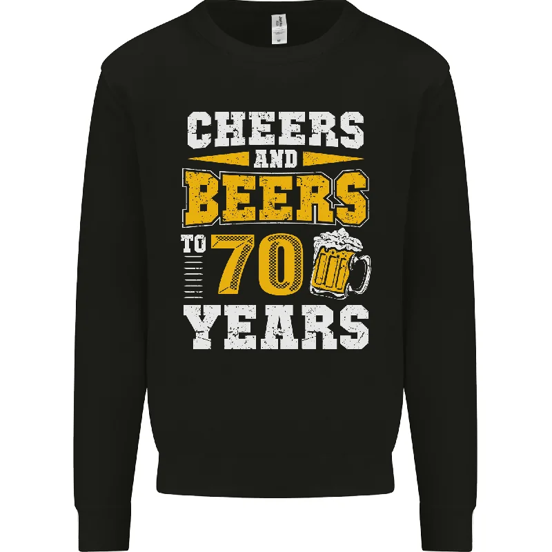 70th Birthday 70 Year Old Funny Alcohol Mens Sweatshirt Jumper Hoodie with Hem Contrast Bold Stylish