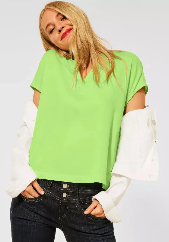 Street One Dropped Shoulder Blouse, Peppy Green Romantic Lace Blouse