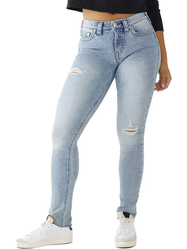 Stella Womens Mid-Rise Destroyed Skinny Jeans Comfortable Low-Rise Jeans