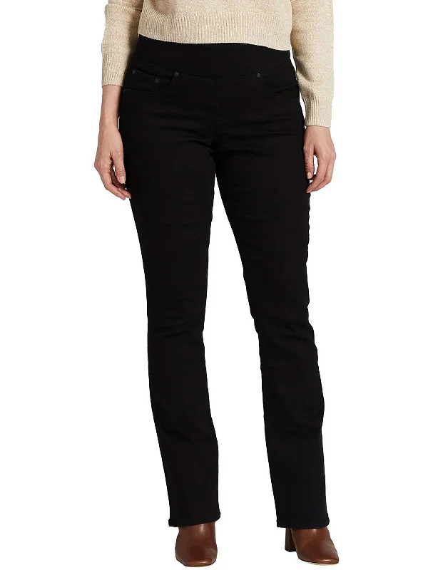 Petites Paley Womens Mid-Rise Pull On Bootcut Jeans Chic Dark-Wash Skinny Jeans