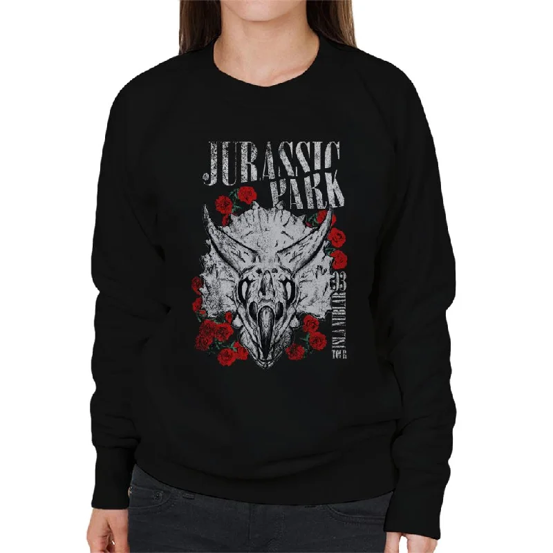 Jurassic Park Triceratops Roses Women's Sweatshirt Hoodie with Patch Decorative Personalized