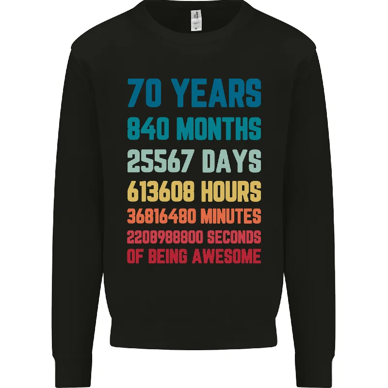 70th Birthday 70 Year Old Mens Sweatshirt Jumper Hoodie with Elastic Waist Stretchable Comfortable