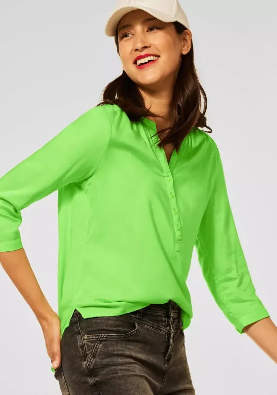 Street One Half Button Blouse, Peppy Green Backless Summer Blouse