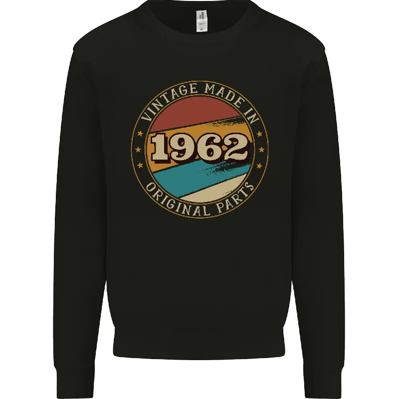 62nd Birthday  Vintage Made In 1962 Mens Sweatshirt Jumper Hoodie with Raglan Sleeves Sporty Comfortable