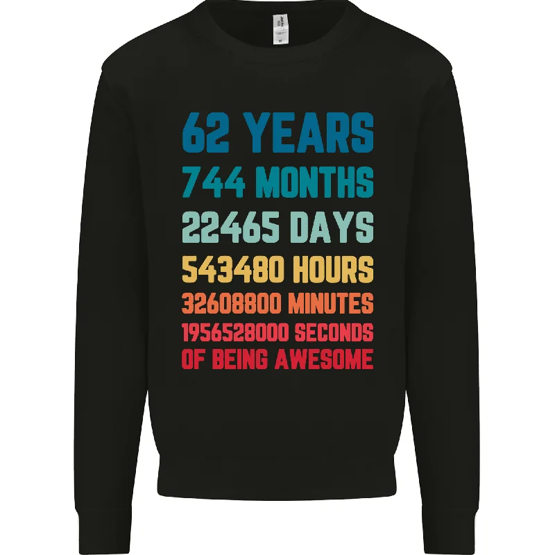 62nd Birthday 62-Year-Old Men's Sweatshirt Jumper Hoodie with Full-Zip Functional Layering