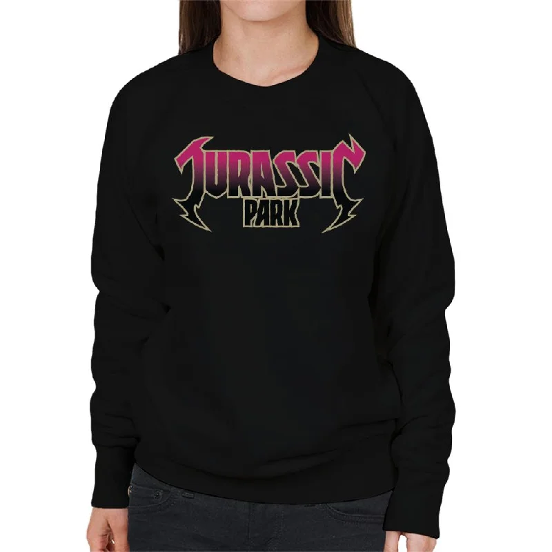 Jurassic Park Pink Gradient Rock Inspired Logo Women's Sweatshirt Hoodie with Pattern Geometric Abstract