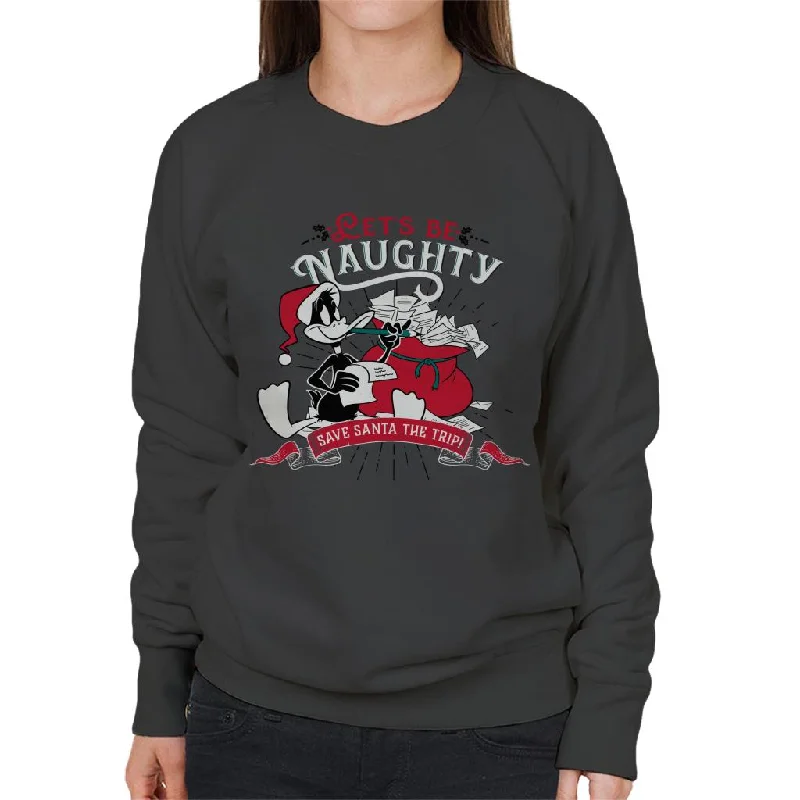 Looney Tunes Christmas Save Santa The Trip Women's Sweatshirt Hoodie with Hem Fringe Bohemian Relaxed