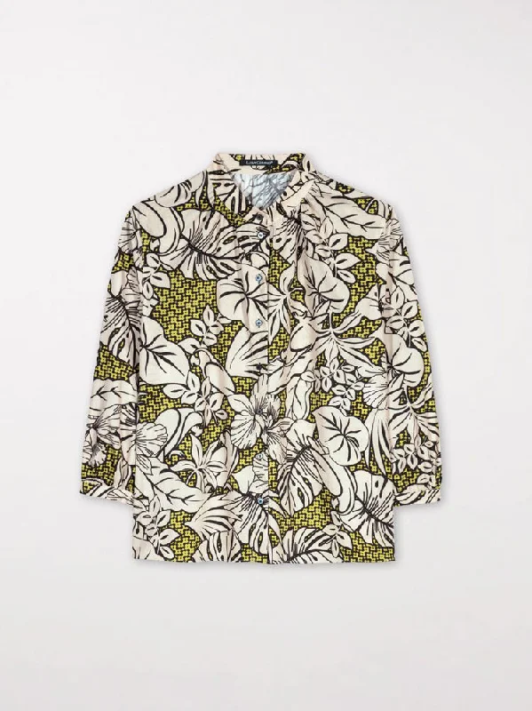 Luisa Cerano Blouse with Leaf Print Multi Soft Satin Blouse