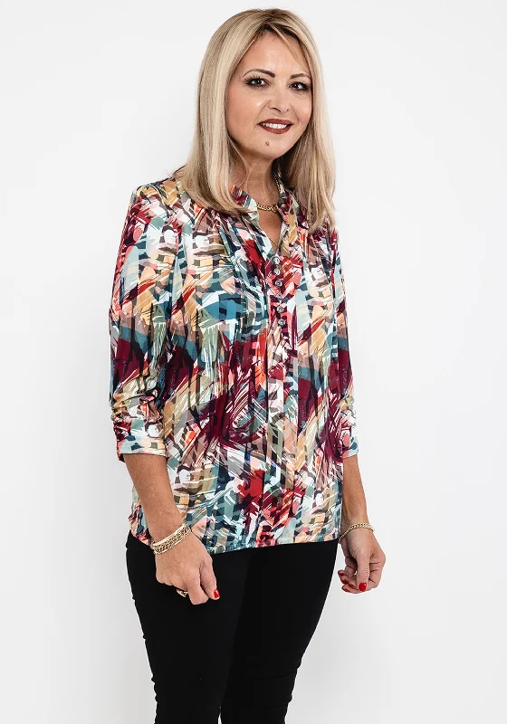 Leon Collection Elasticated Hem Blouse, Multi Flowy Bohemian Blouse