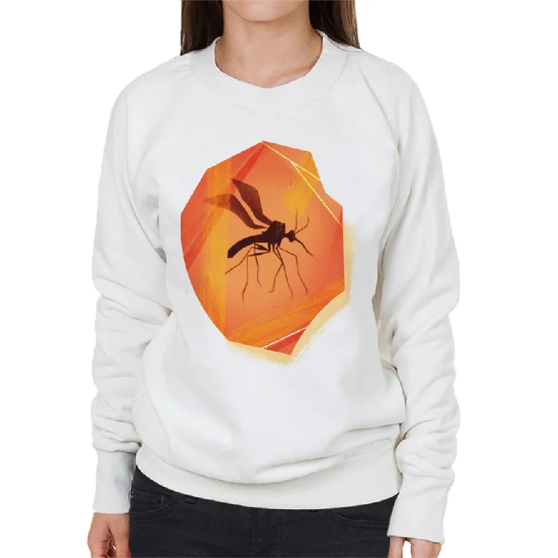 Jurassic Park Mosquito Silhouette In Amber Women's Sweatshirt Hoodie with Hidden Zipper Minimalist Clean