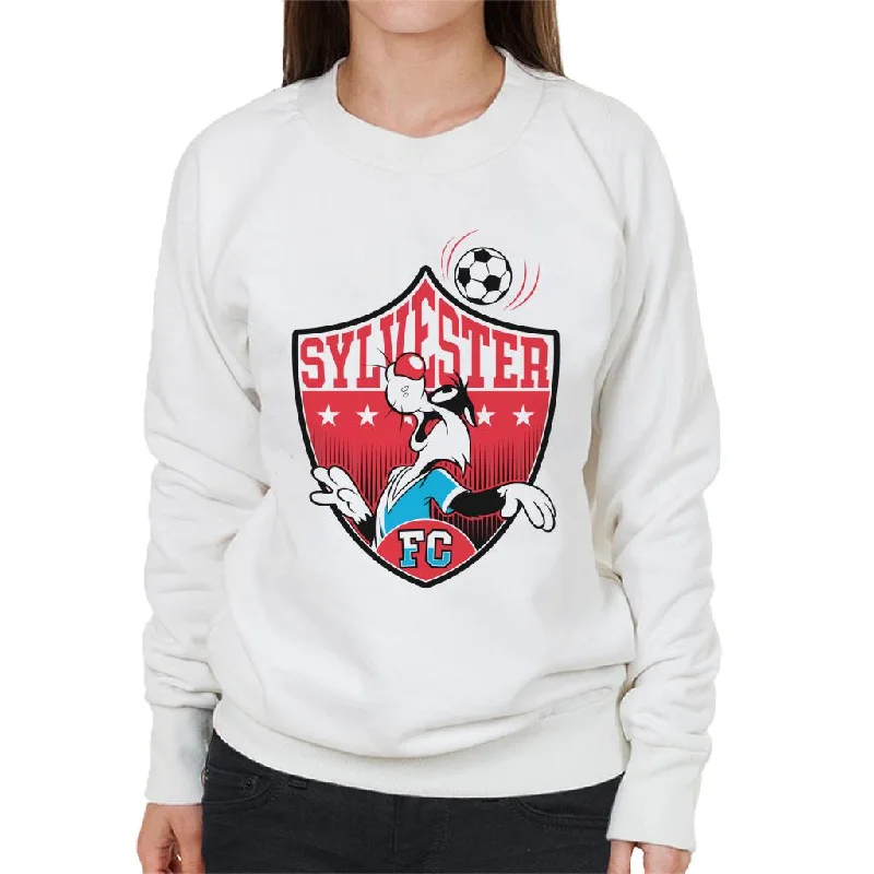 Looney Tunes Football Sylvester Emblem Women's Sweatshirt Hoodie with Slim Fit Tailored Modern