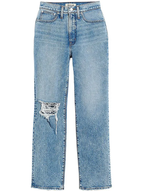 The Perfect Vintage Womens High Rise Ripped Straight Leg Jeans Casual Wide-Legged Denim Jeans