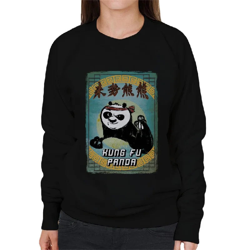 Kung Fu Panda Po Kanji Crayon Women's Sweatshirt Hoodie with Hem Ribbing Snug Secure