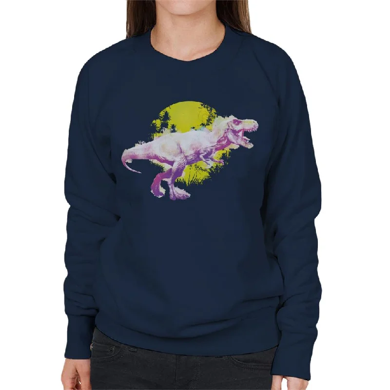 Jurassic Park T Rex Jungle Sun Women's Sweatshirt Hoodie with Monochrome Minimalist Simple