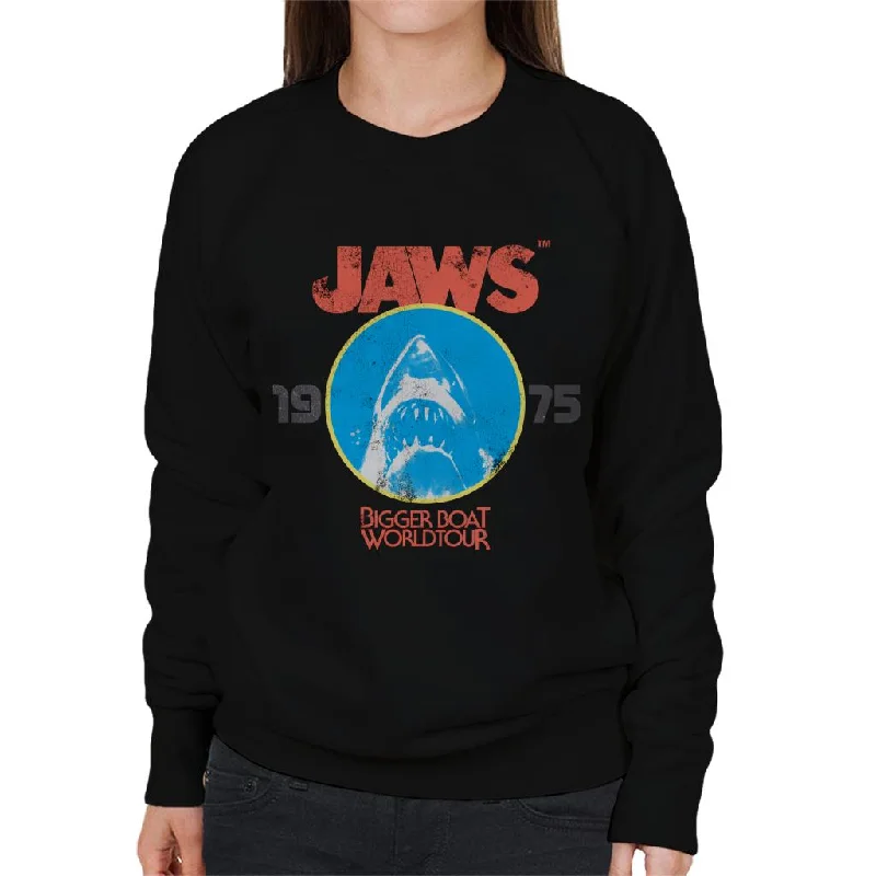 Jaws Bigger Boat World Tour Women's Sweatshirt Hoodie with Thumb Holes Functional Cozy