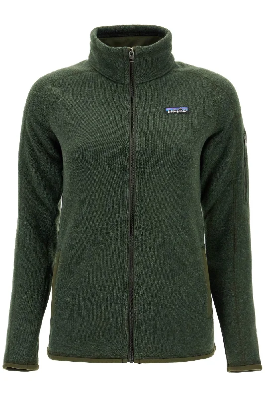 Women's Better Sweater Jacket With Zipper  - Verde Mesh Fabric Canvas Fabric Denim Fabric