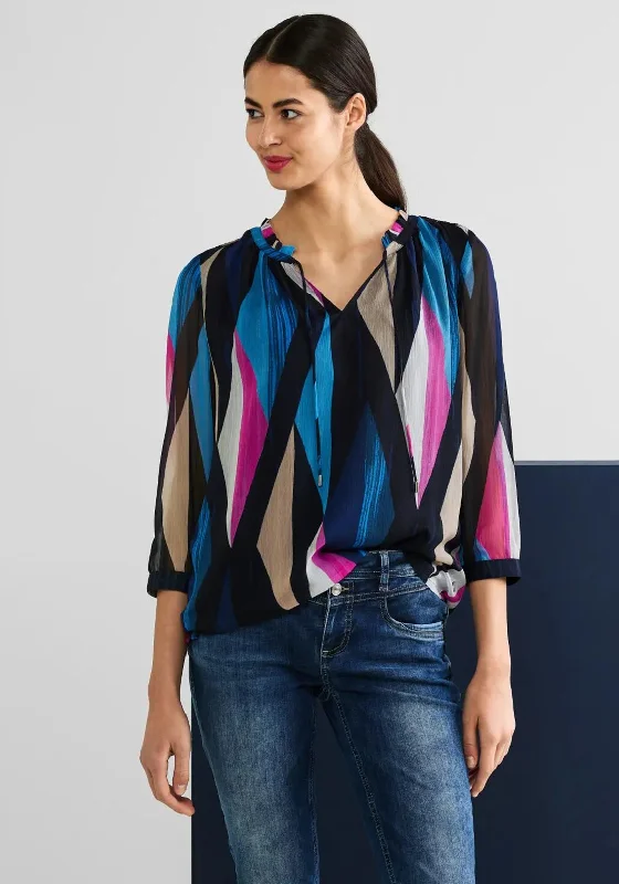 Street One Dimond Print Chiffon Blouse, Multi Double Button Blouse