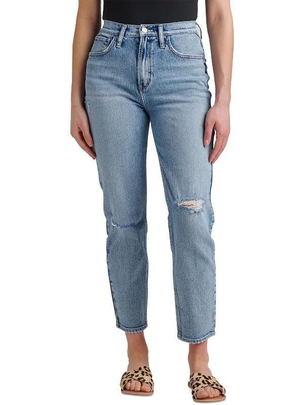 Highly Desirable Womens High Rise Slim Straight Leg Jeans Stylish Tapered Fit Jeans