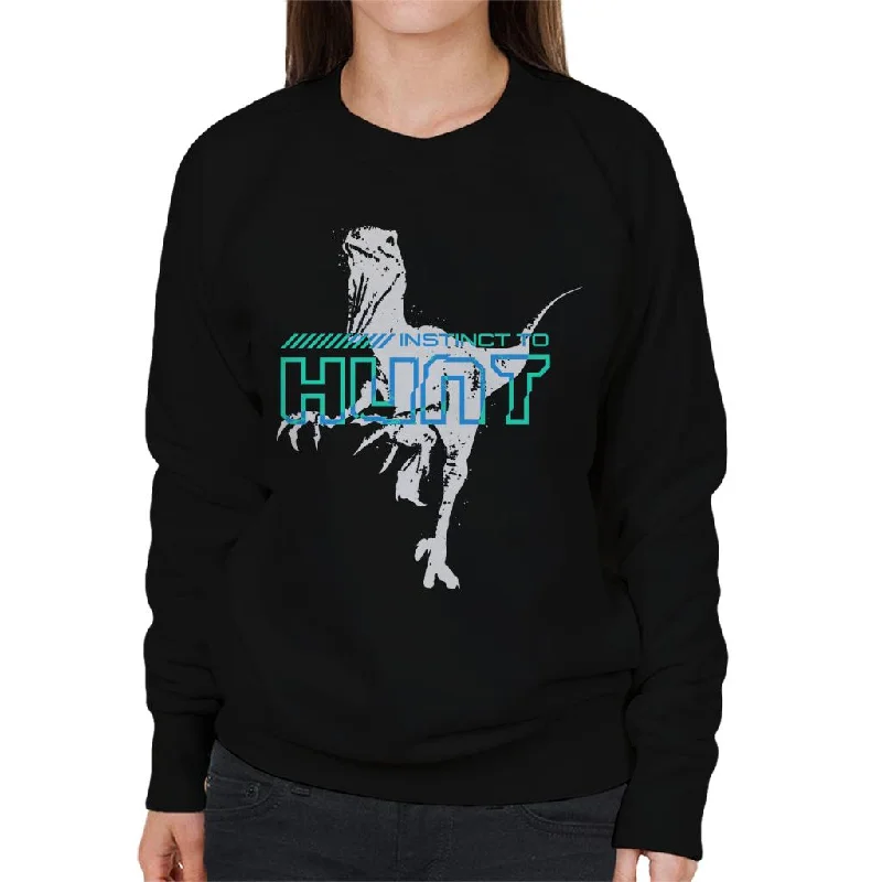 Jurassic Park Velociraptor Instinct To Hunt Women's Sweatshirt Hoodie with Raglan Sleeves Sporty Comfortable