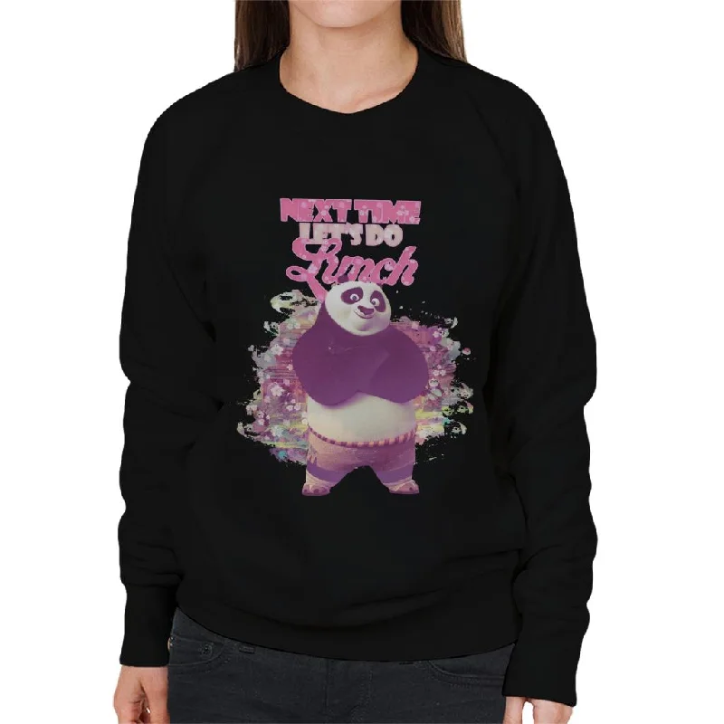 Kung Fu Panda Po Next Time Lets Do Lunch Women's Sweatshirt Hoodie with Batwing Sleeves Loose Dramatic