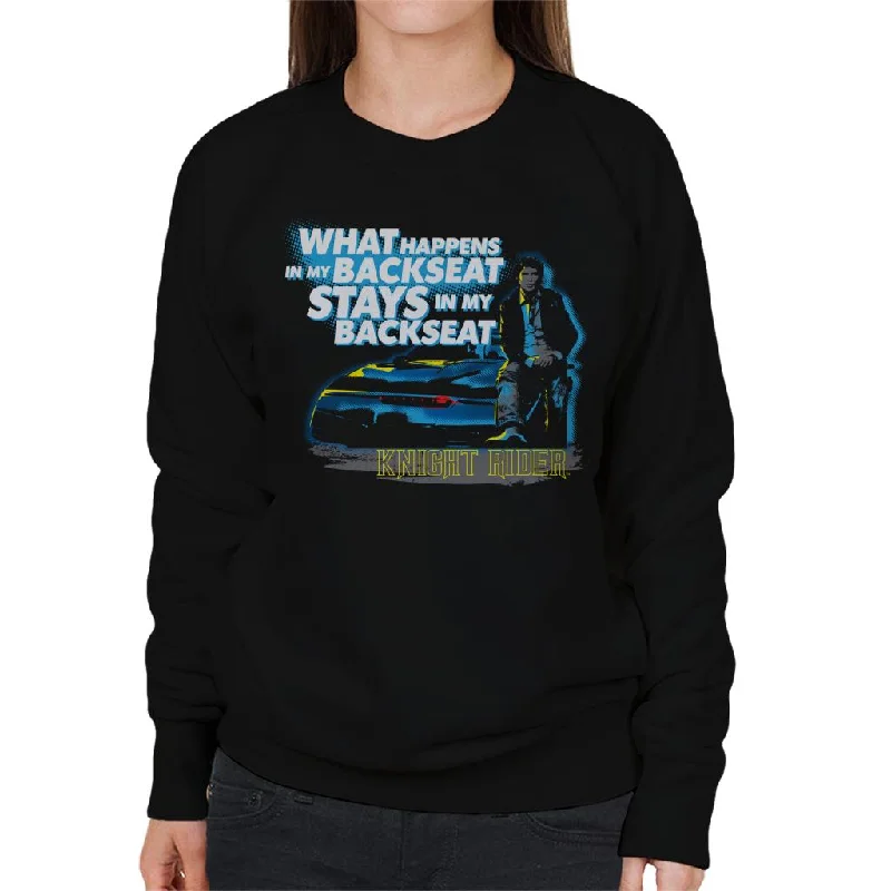 Knight Rider What Happens In My Backseat Stays In My Backseat Women's Sweatshirt Hoodie with Hem Embroidery Detailed Premium