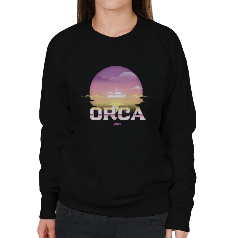 Jaws Orca Sunset In The Sea Women's Sweatshirt Hoodie with Strings Custom Fit Adjustable