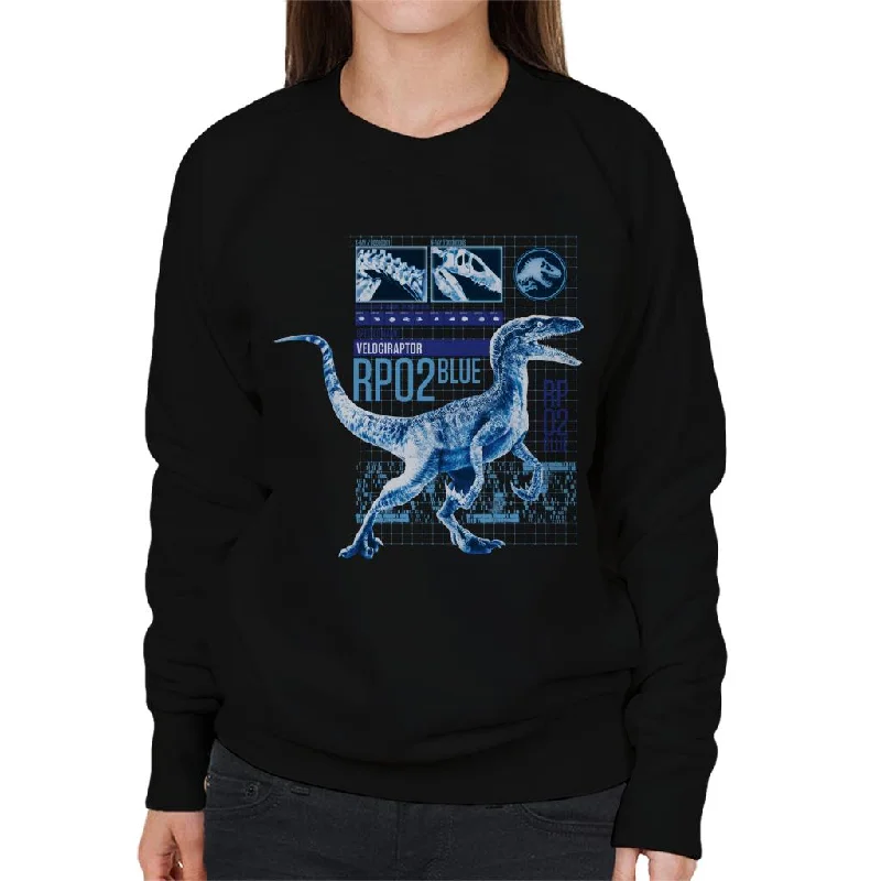 Jurassic Park Raptor Rp02 Blue Women's Sweatshirt Hoodie with Illustration Artistic Creative