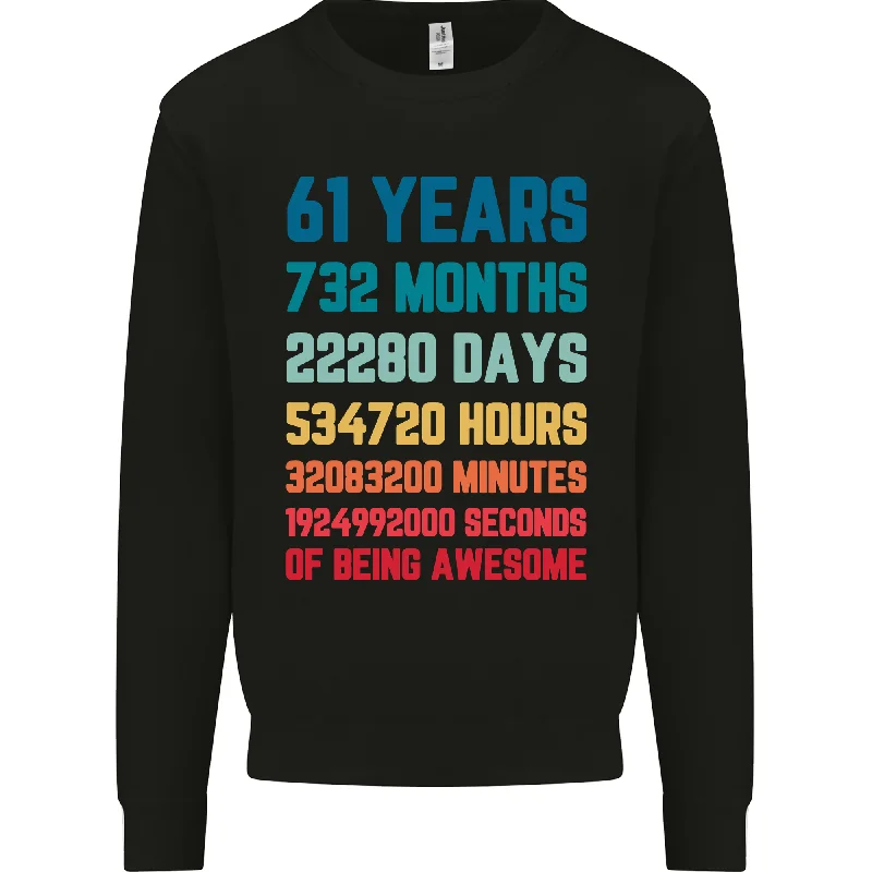 61st Birthday 61 Year Old Mens Sweatshirt Jumper Hoodie with Color Block Contrast Stylish