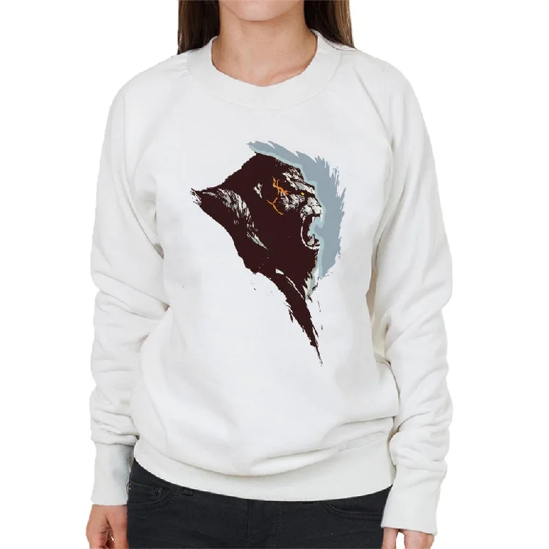 King Kong Rage Side View Brush Stroke Women's Sweatshirt Hoodie with Pocket Utility Practical