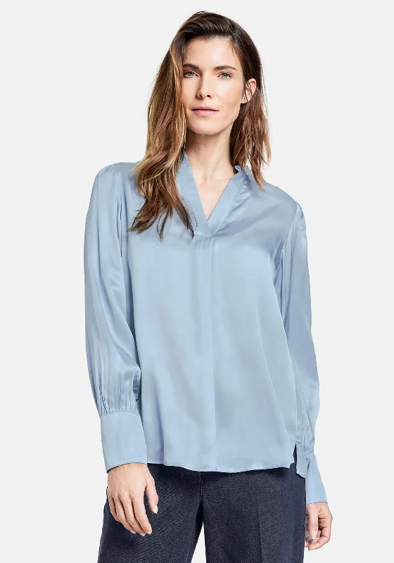 Gerry Weber Satin Blouse, Light Blue Peter Pan Collar Blouse