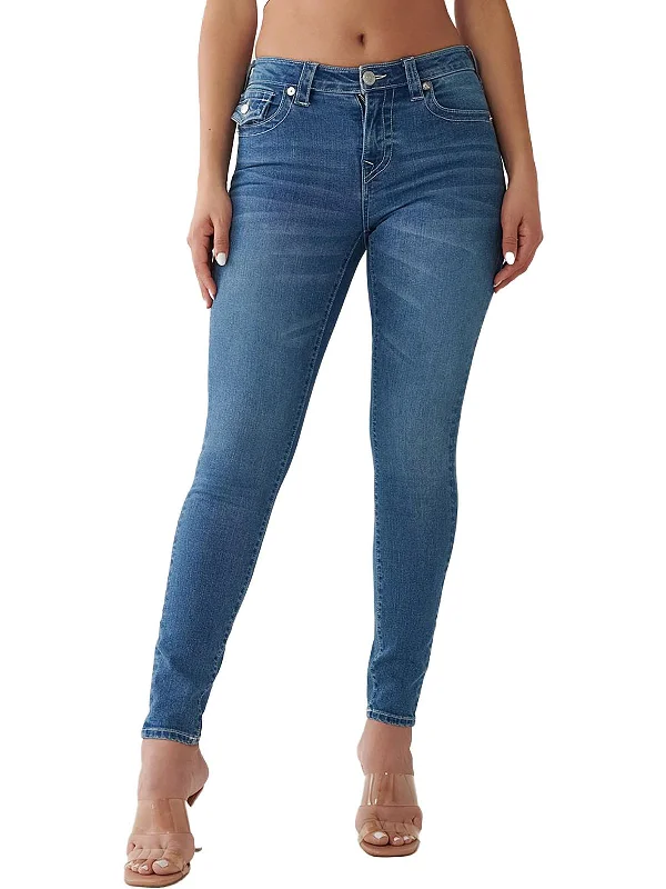 Jennie Curvy Womens Mid-Rise Medium Wash Skinny Jeans Stylish Plus Size Denim Jeans