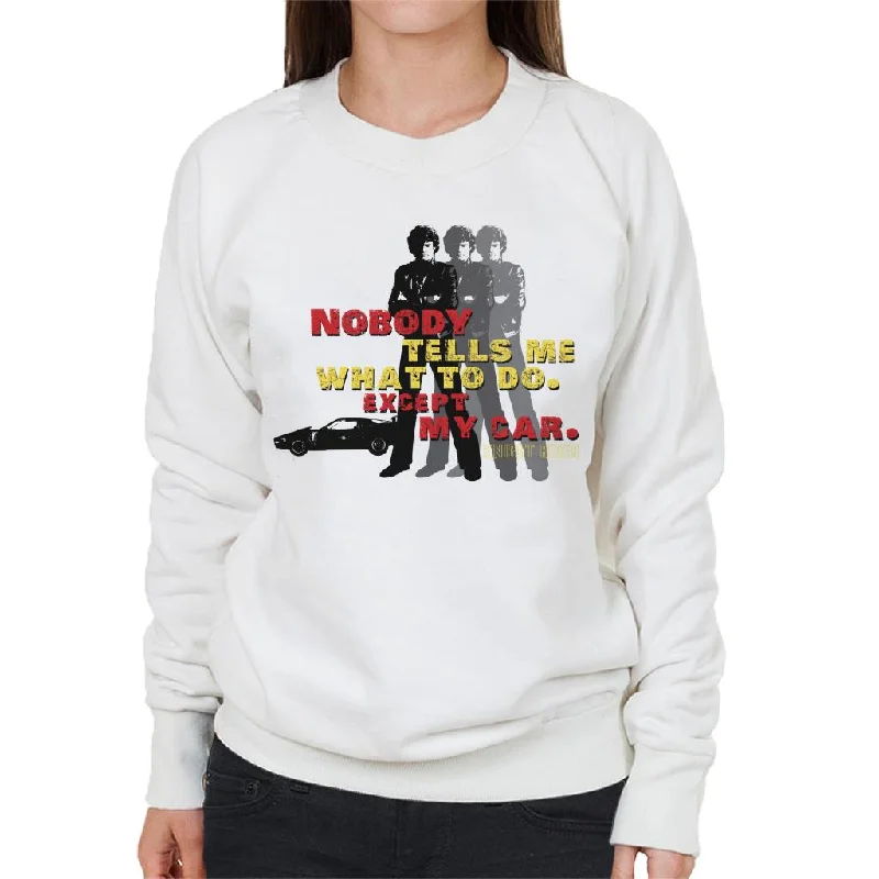 Knight Rider Nobody Tells Me What To Do Except My Car Women's Sweatshirt Hoodie with Button Classic Timeless