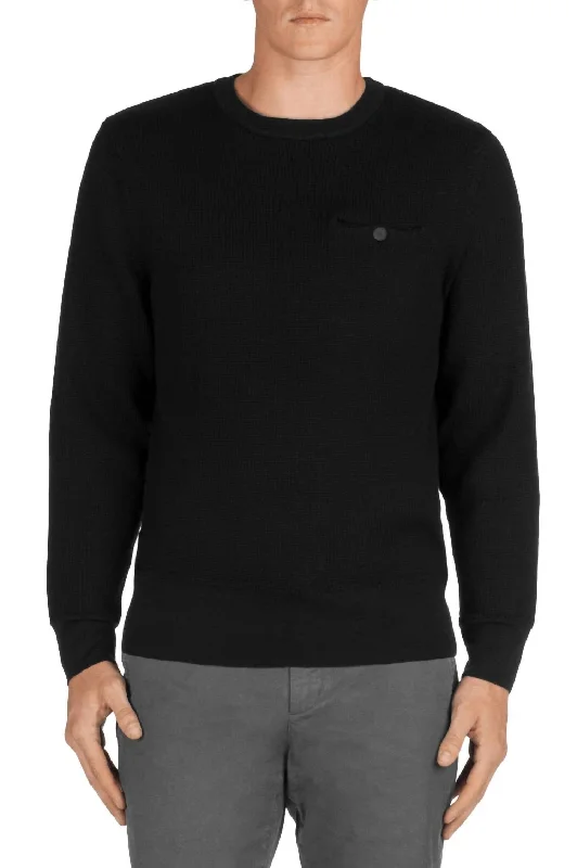 Coolidge Wool Crew Neck Sweater in Black Casual Formal Business