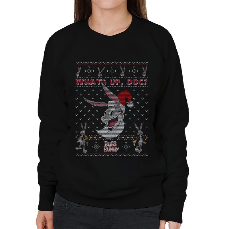 Looney Tunes Christmas Bugs Bunny What's Up Doc Women's Sweatshirt Hoodie with Magnetic Closure Innovative Modern