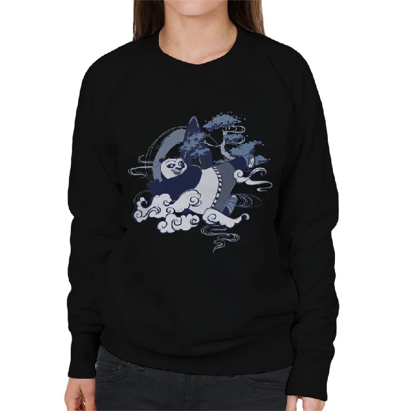 Kung Fu Panda Po Training Women's Sweatshirt Hoodie with Hem Applique Textured Unique