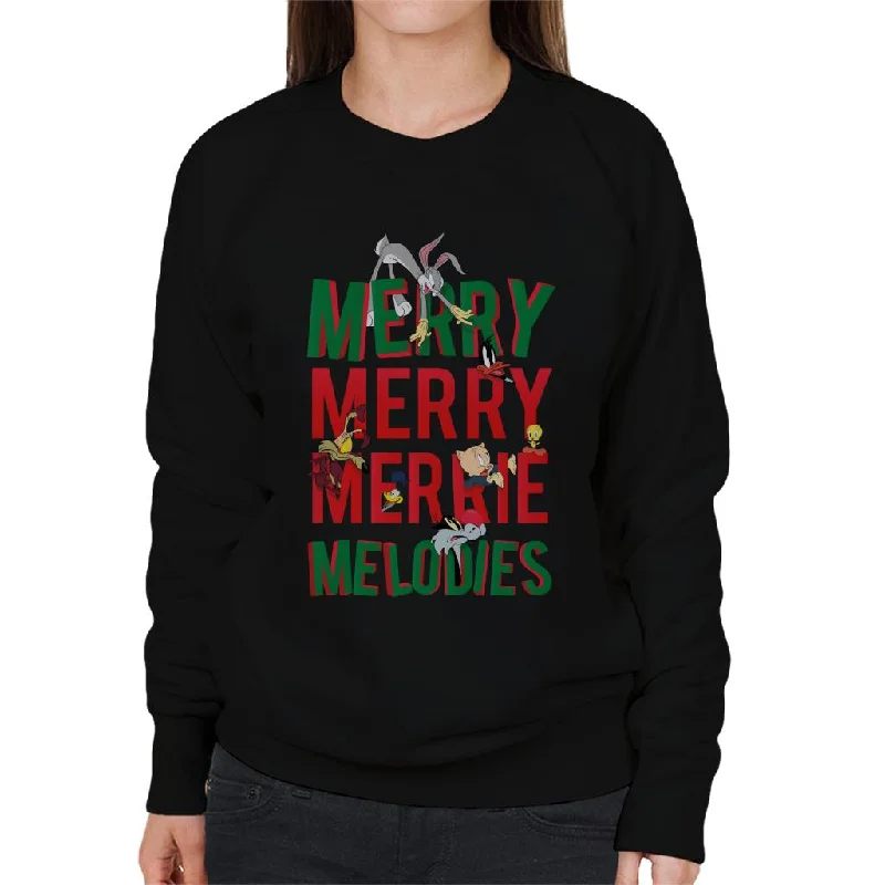 Looney Tunes Christmas Bugs Bunny Merry Melodies Women's Sweatshirt Hoodie with Tied Waist Feminine Flattering