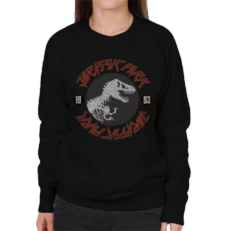 Jurassic Park Classic Logo Rock Inspired Text Women's Sweatshirt Hoodie with Pattern Geometric Abstract